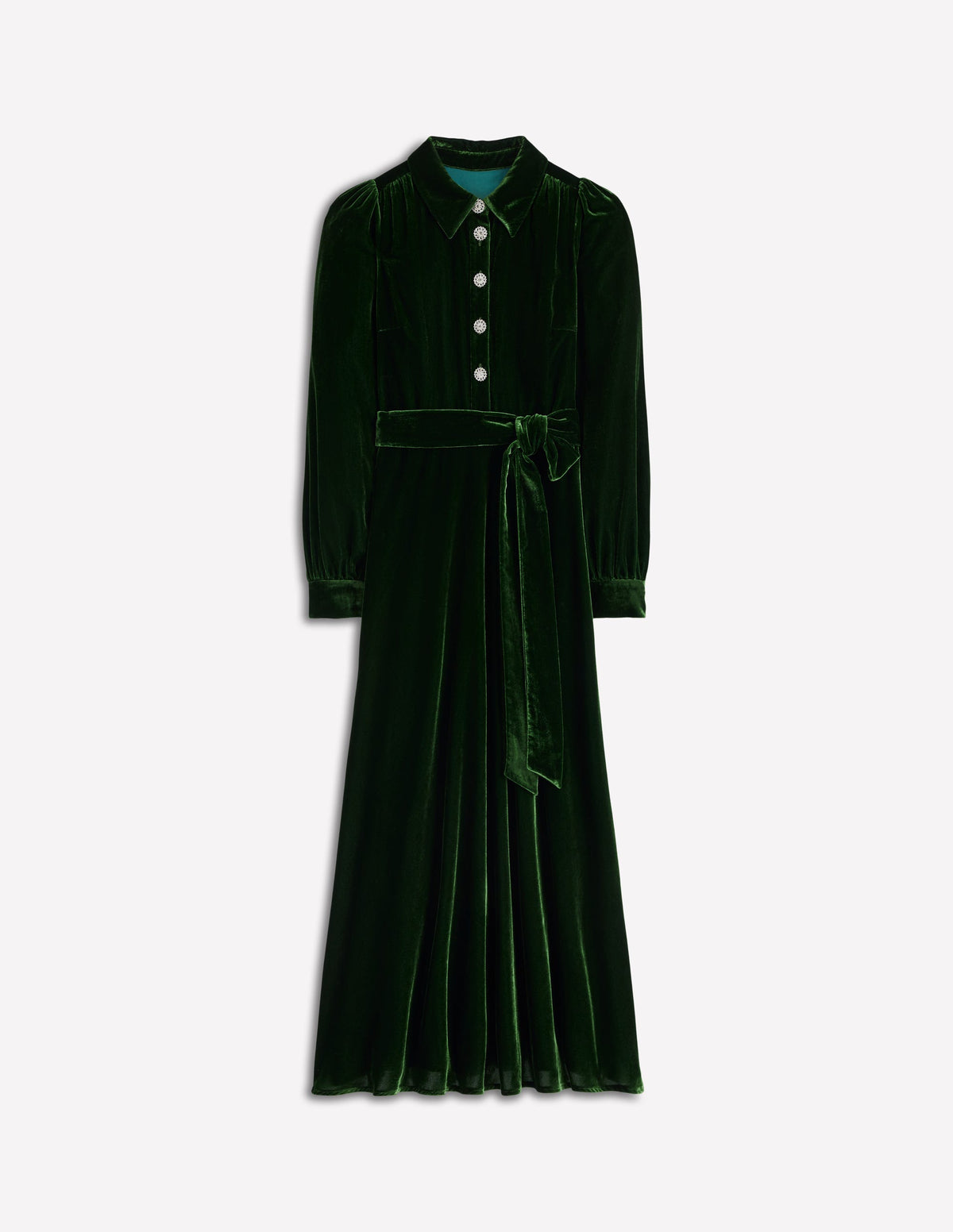 Robe midi Vivienne en velours-Sapin vert - Image 6