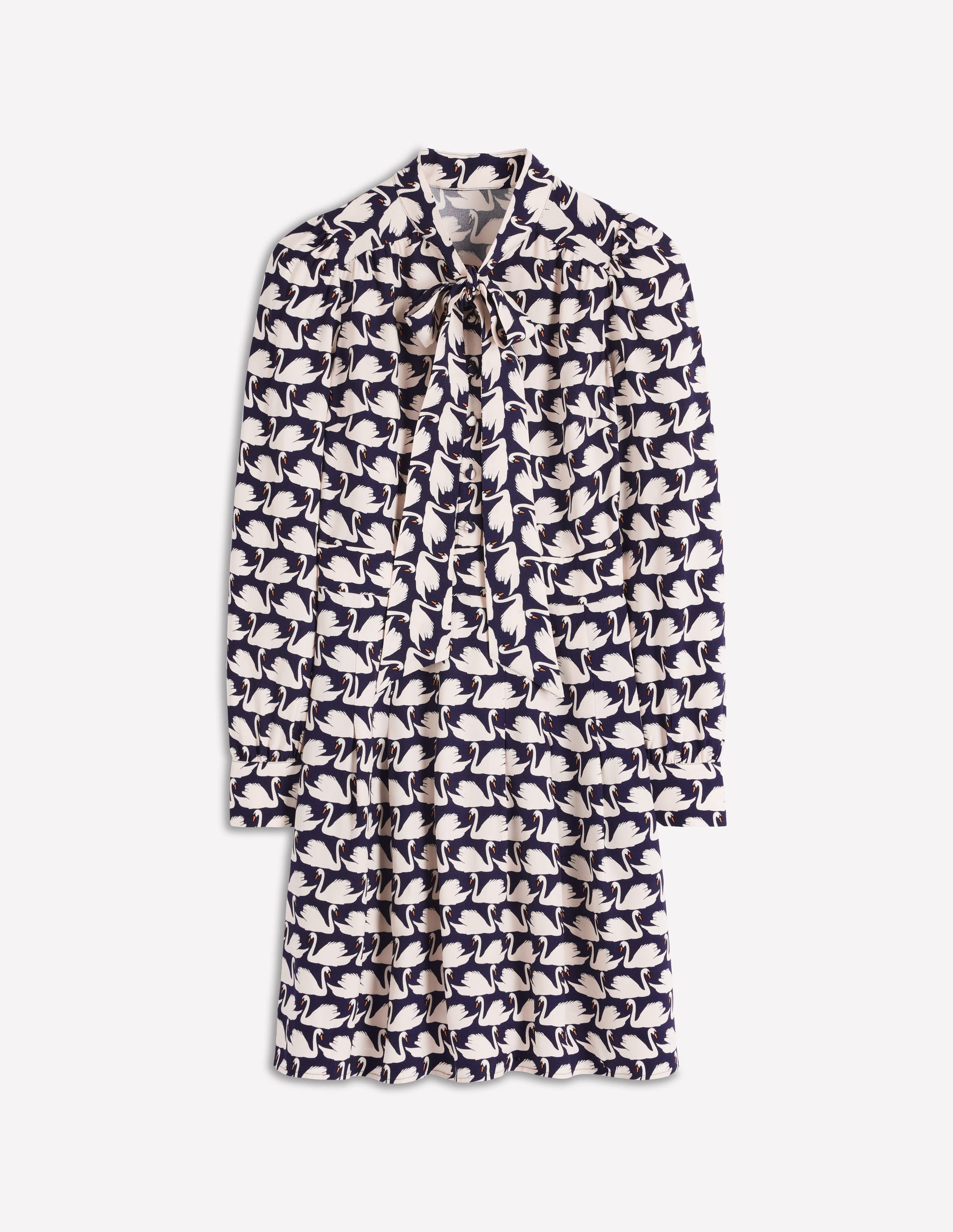 Robe courte nouée au col-Bleu marine foncé, motif Geo Swan-7