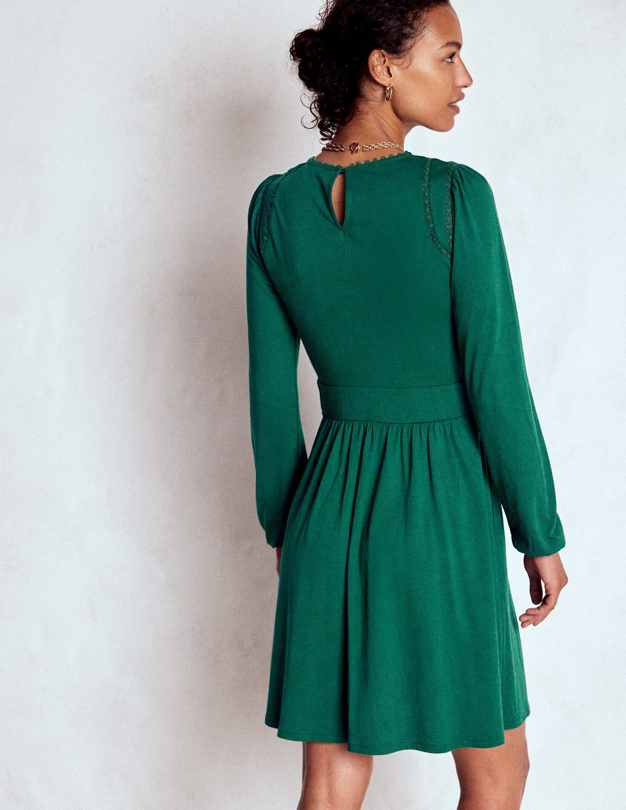 Robe courte Mila en jersey-Émeraude nocturne - Image 4