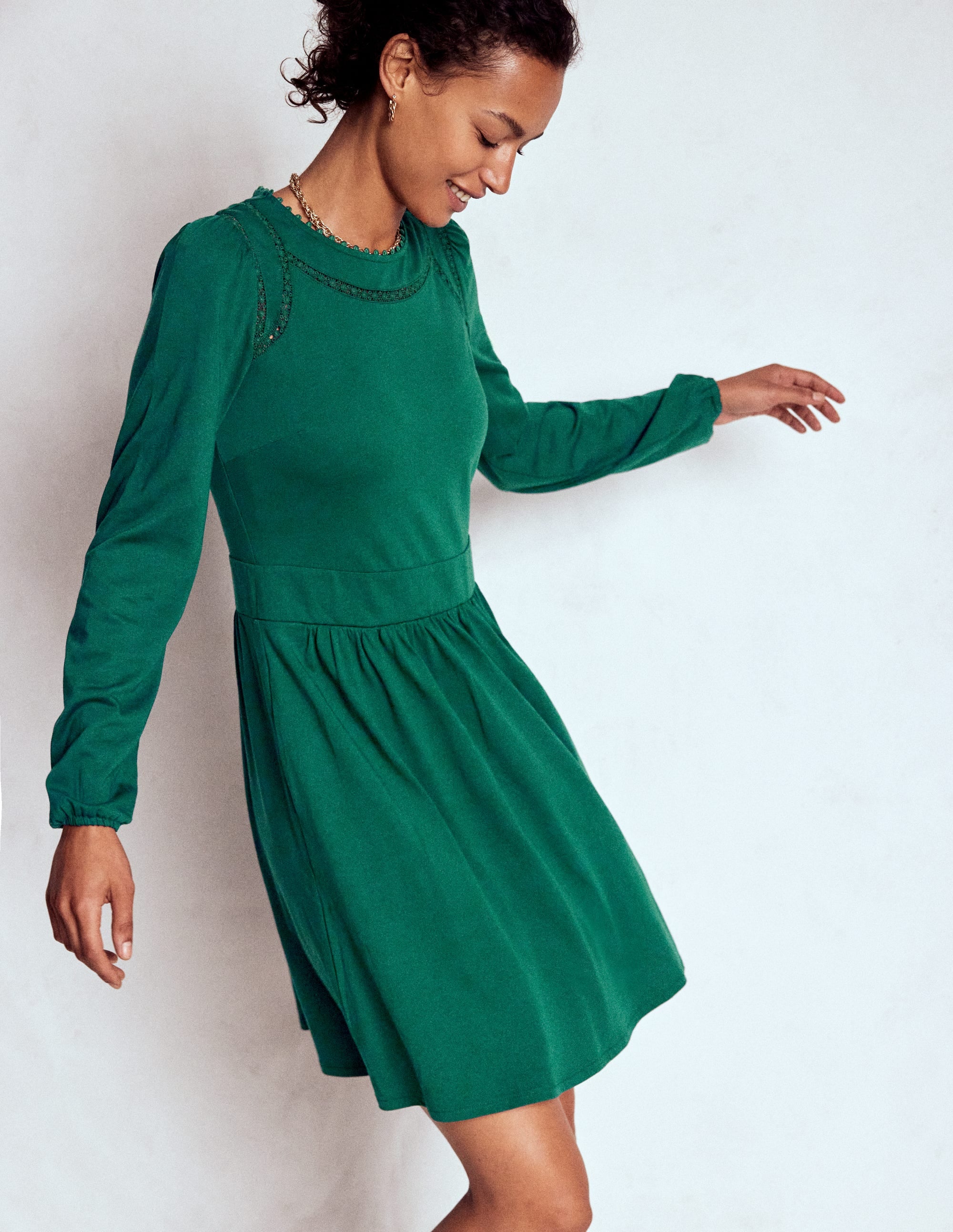 Robe courte Mila en jersey-Émeraude nocturne - Image 1