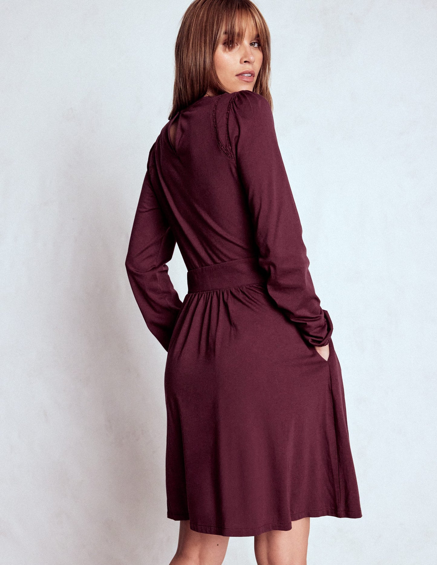 Mila Short Jersey Dress-Dark Cherry