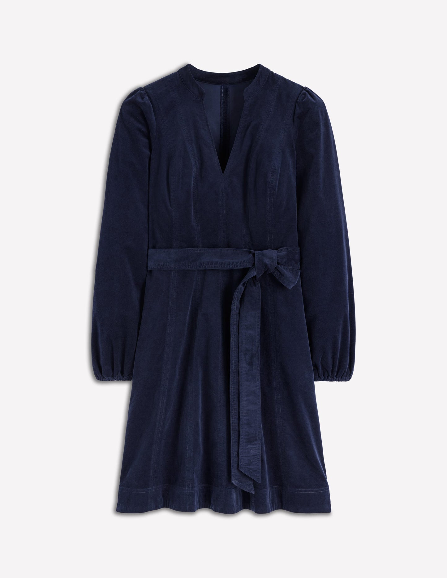 Ros Panelled Cord Short Dress-Navy