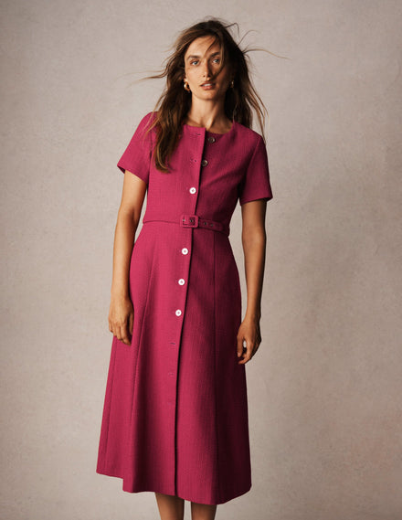 Charlotte Midikleid aus Baumwolle-Leuchtende Kirsche
