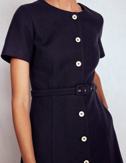Charlotte Midikleid aus Baumwolle-Marineblau