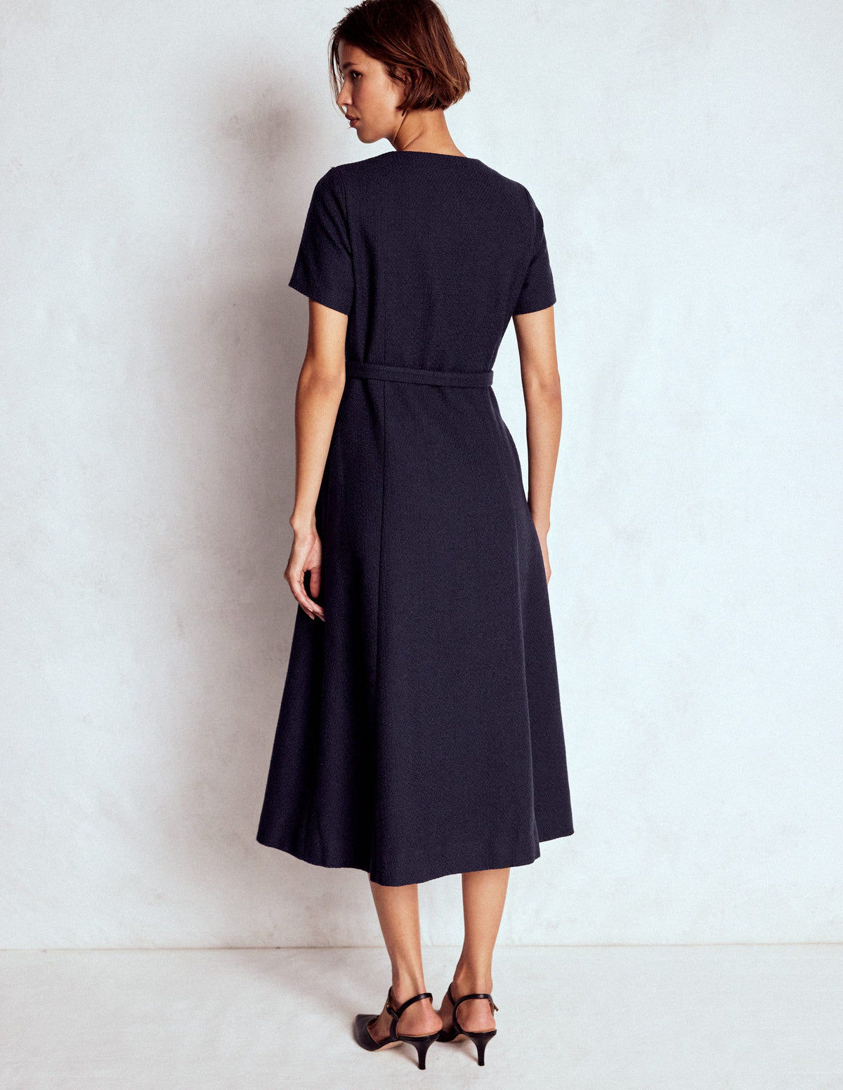 Charlotte Cotton Midi Dress-Navy - Image 3