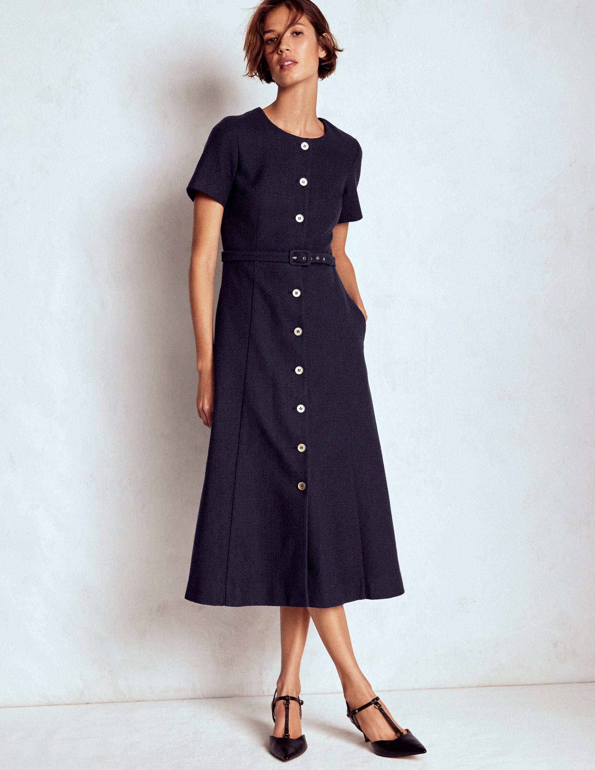 Charlotte Midikleid aus Baumwolle-Marineblau-4