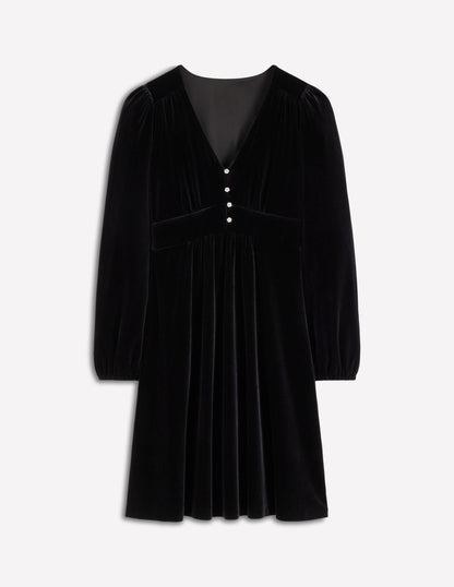 Jocelyn Kurzes Samtkleid-Schwarz-7