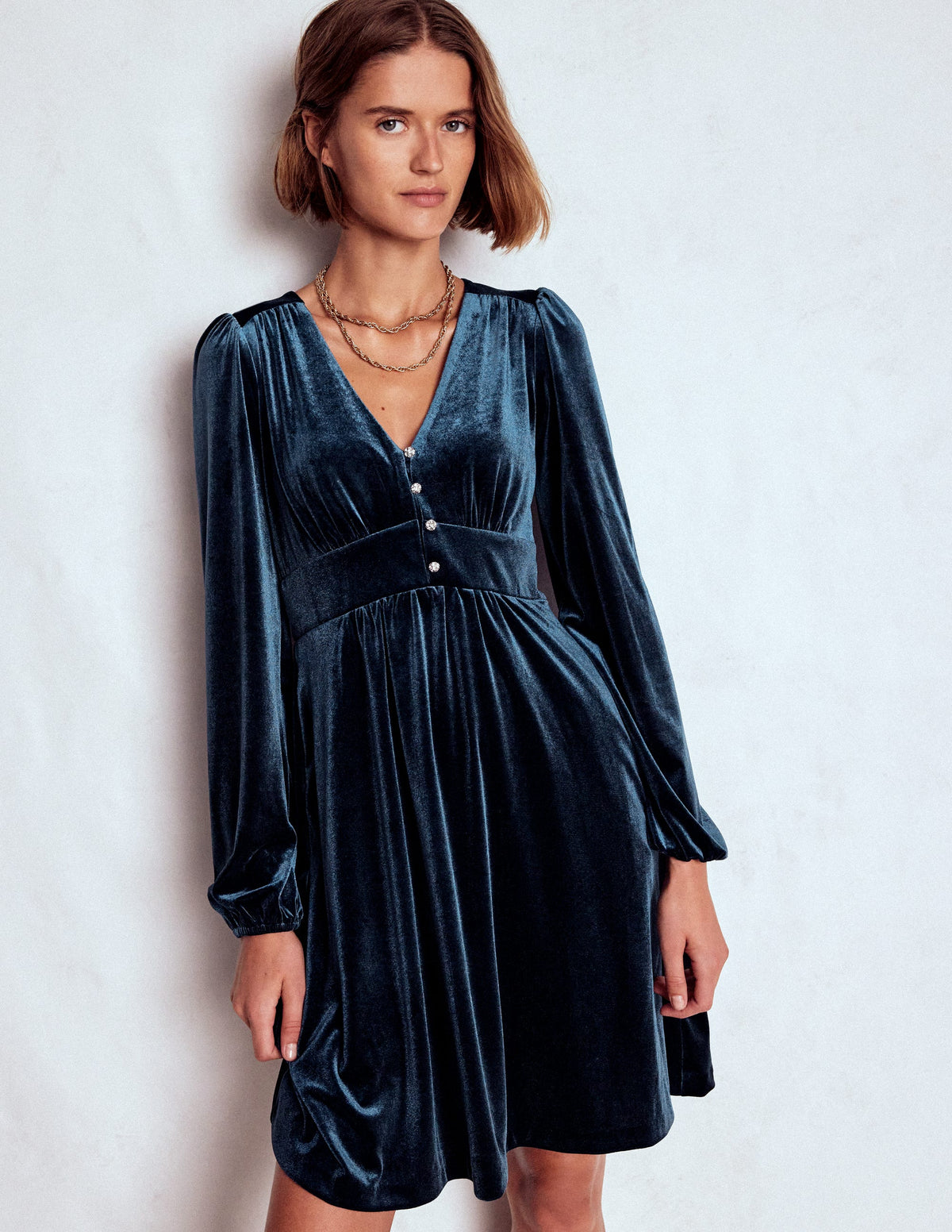 Jocelyn Kurzes Samtkleid-Mitternachtsmeer - Image 4