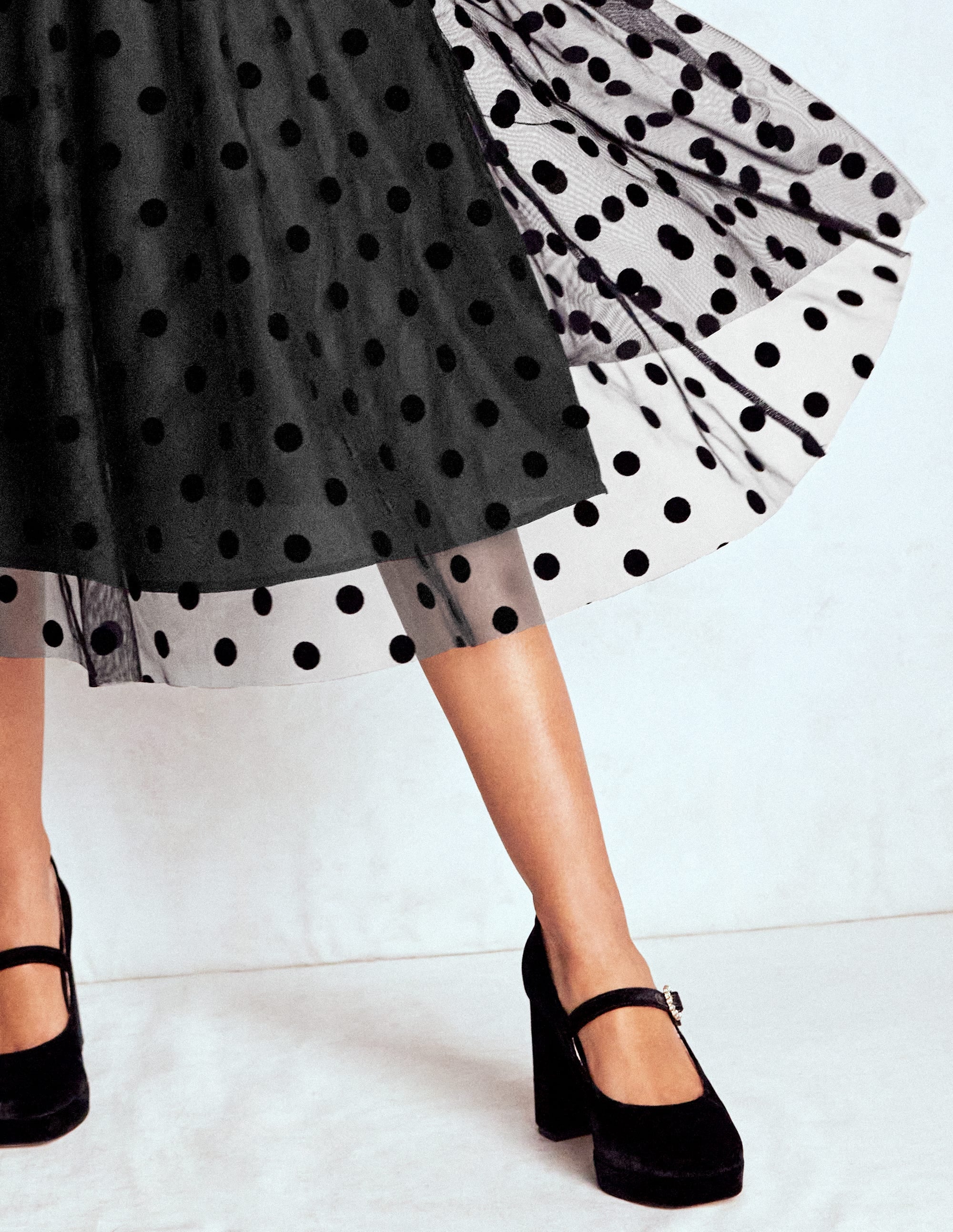 Jerseykleid mit Samtoberteil-Schwarz - Image 2
