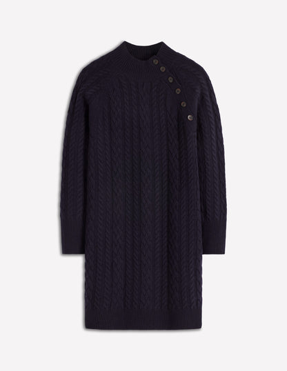 Robe courte Amara en maille torsadée-Bleu marine-5