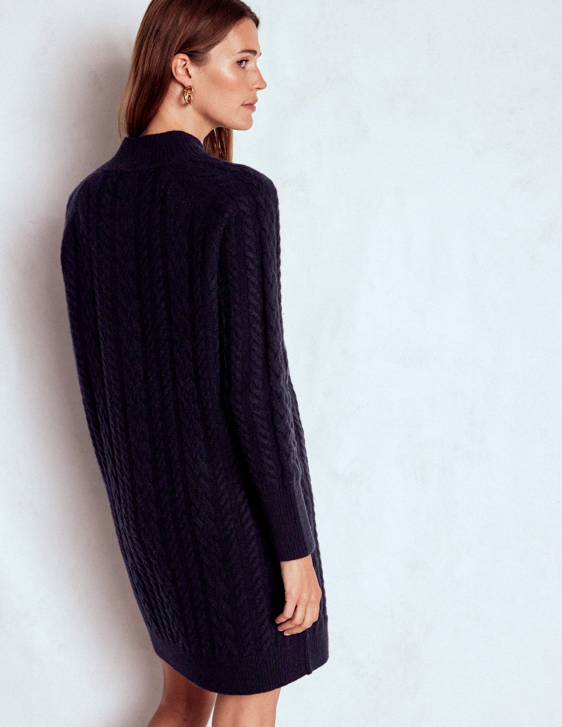 Robe courte Amara en maille torsadée-Bleu marine-3