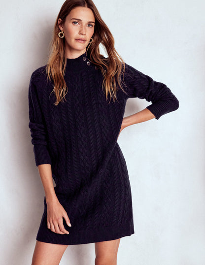 Robe courte Amara en maille torsadée-Bleu marine-4