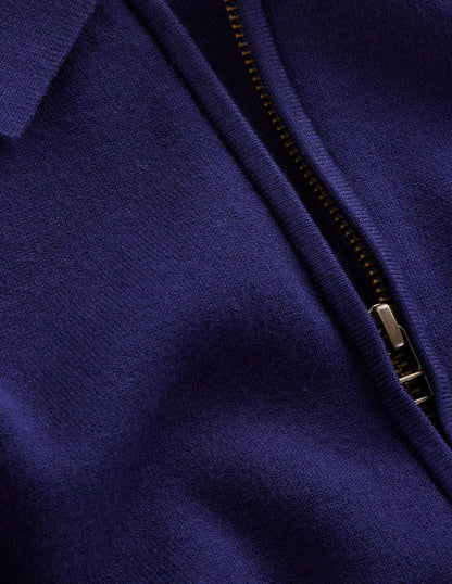 Fiona Zip Front Knitted Dress-Navy-7