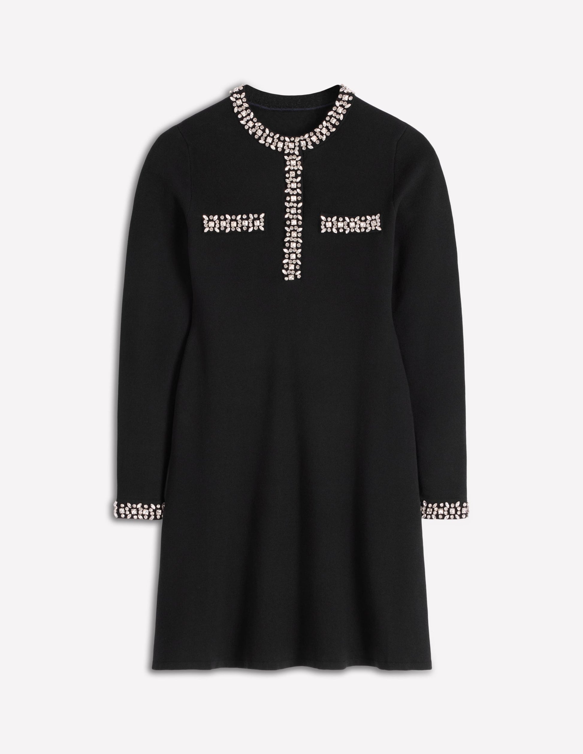 Verziertes Strickkleid-Schwarz-6