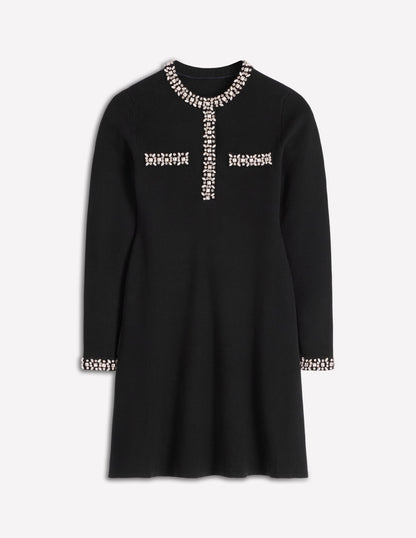 Verziertes Strickkleid-Schwarz-6