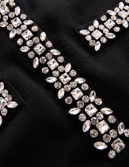 Verziertes Strickkleid-Schwarz-7