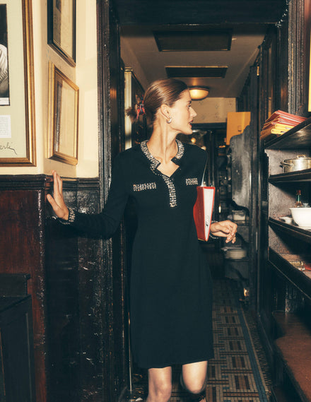 Robe en maille ornementée-Noir
