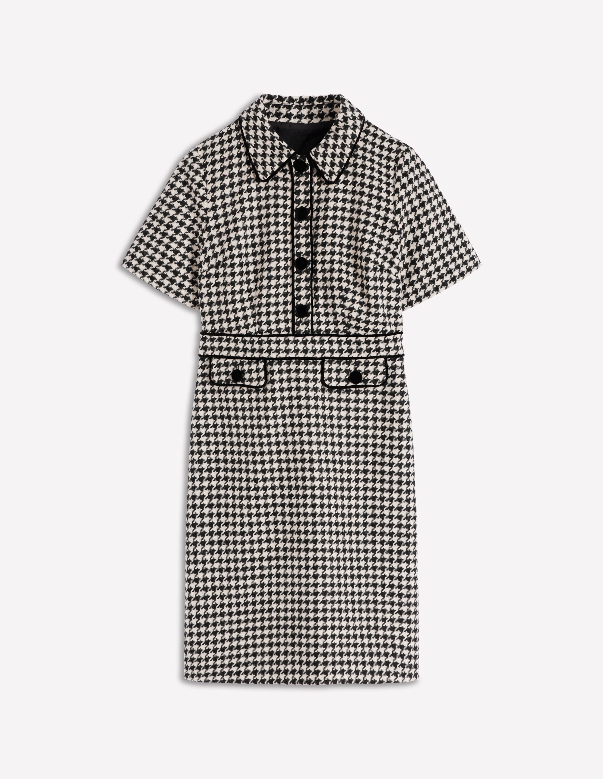Robe droite Eda en laine-Pied-de-poule noir - Image 5