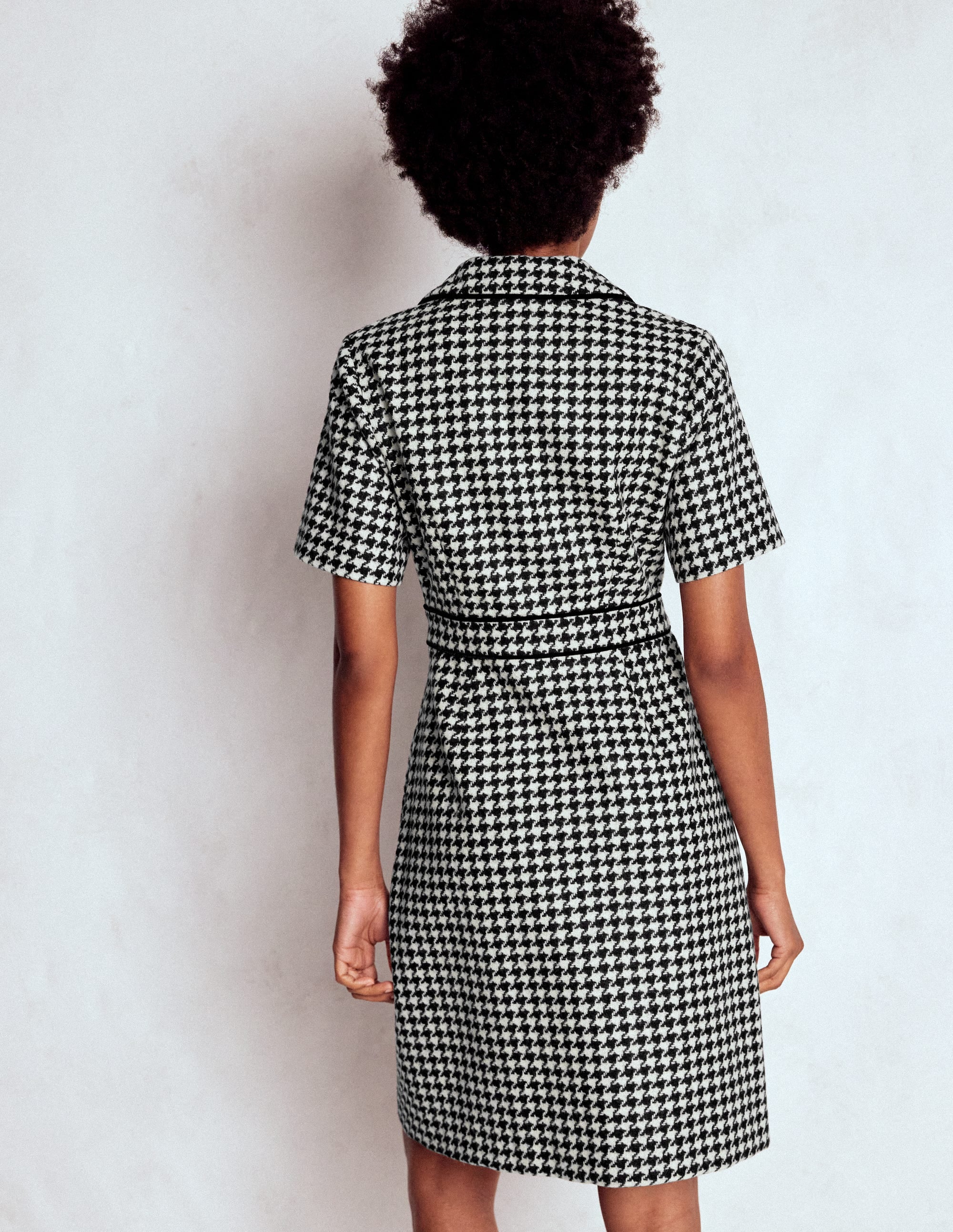 Robe droite Eda en laine-Pied-de-poule noir - Image 3