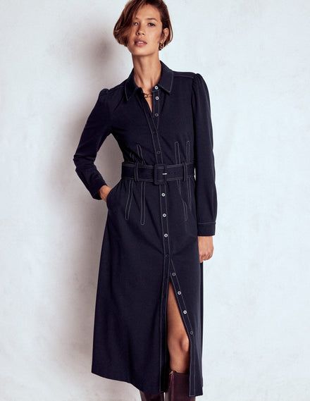 Anita Langärmliges Hemdblusenkleid-Marineblau