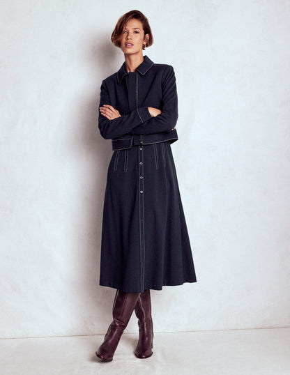 Anita Long Sleeve Shirt Dress-Navy-6