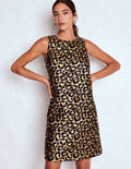 Metallic-Etuikleid mit Leopardenmuster-Metallic-Leopard