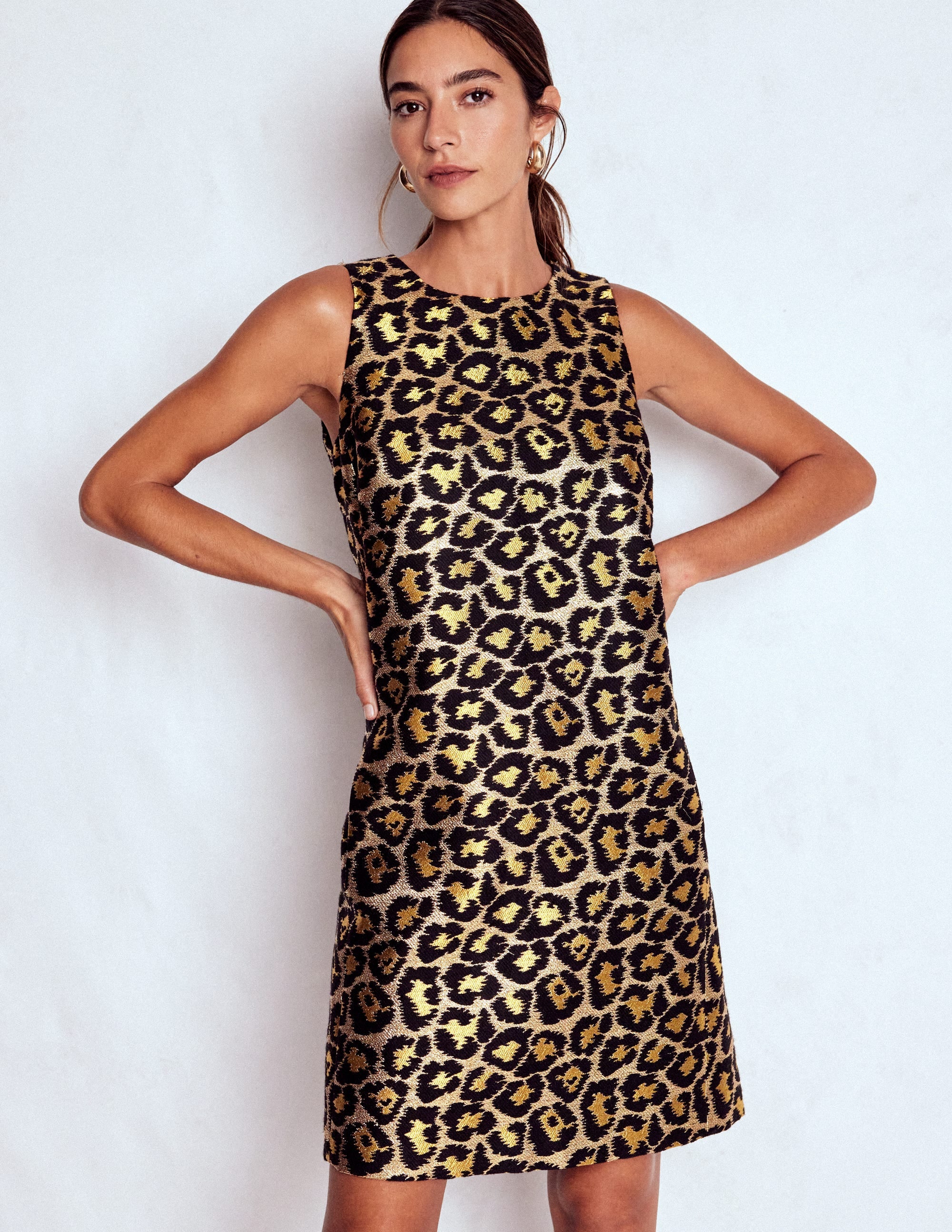Metallic-Etuikleid mit Leopardenmuster-Metallic-Leopard - Image 1