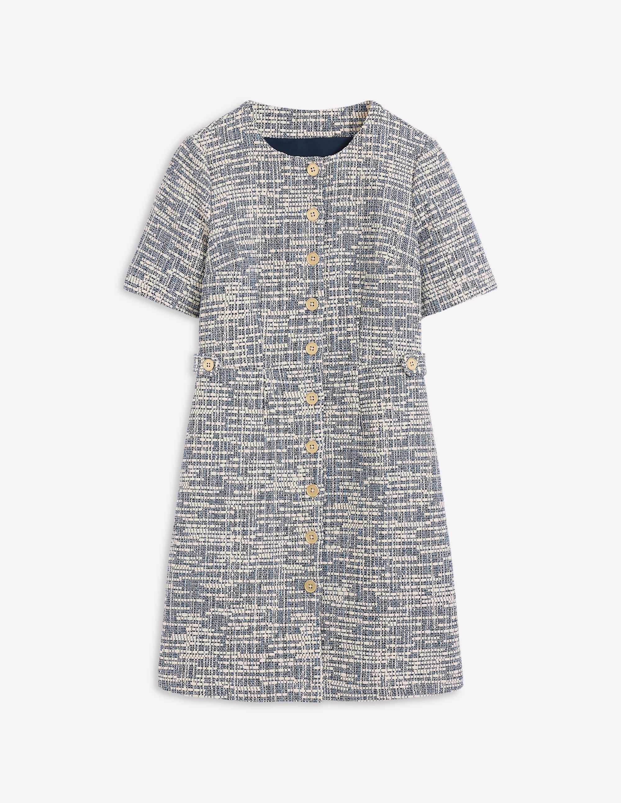 Robe courte à patte texturée-Texturé bleu et blanc - Image 6
