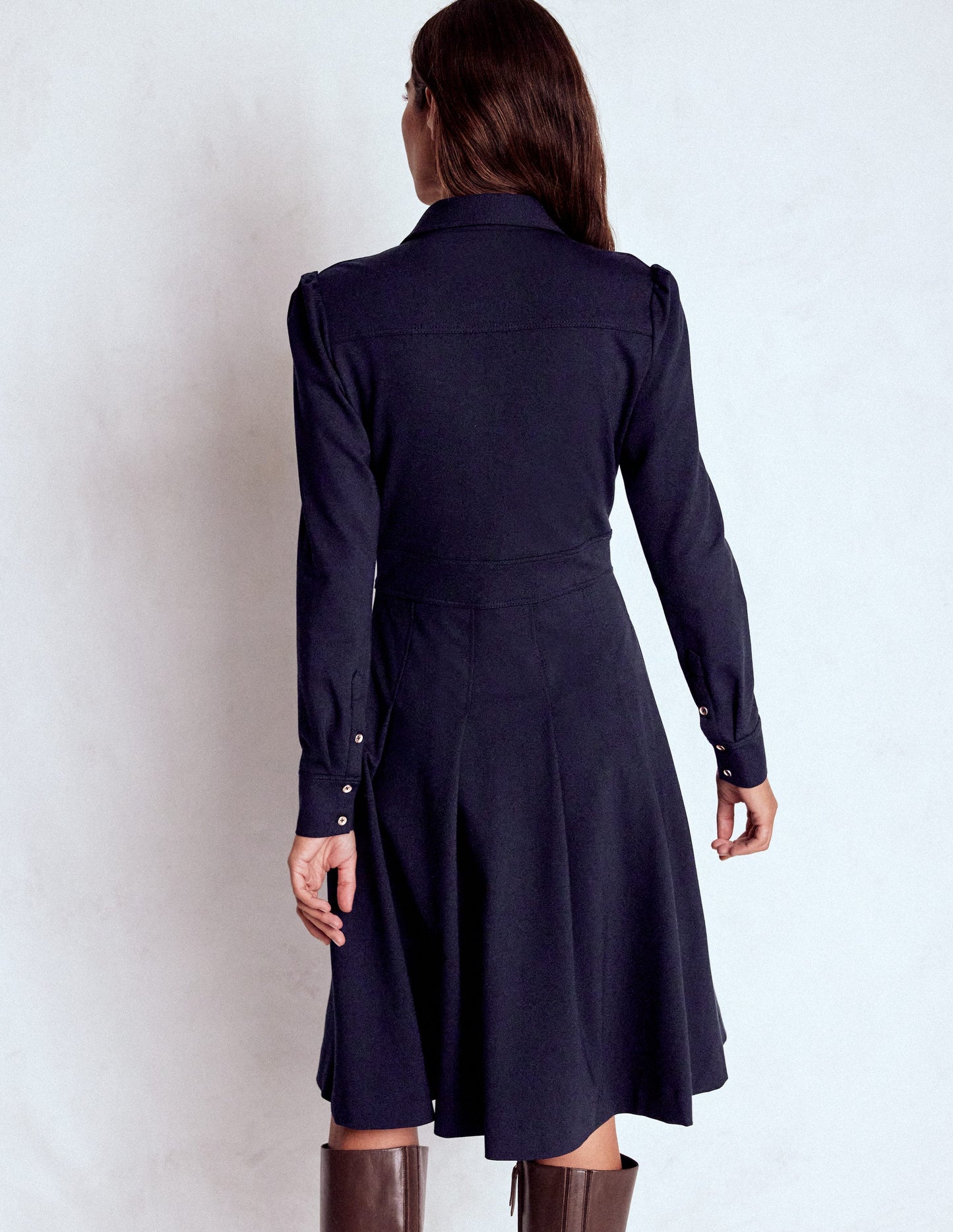 Catrin Kurzes Ponte-Hemdblusenkleid-Marineblau