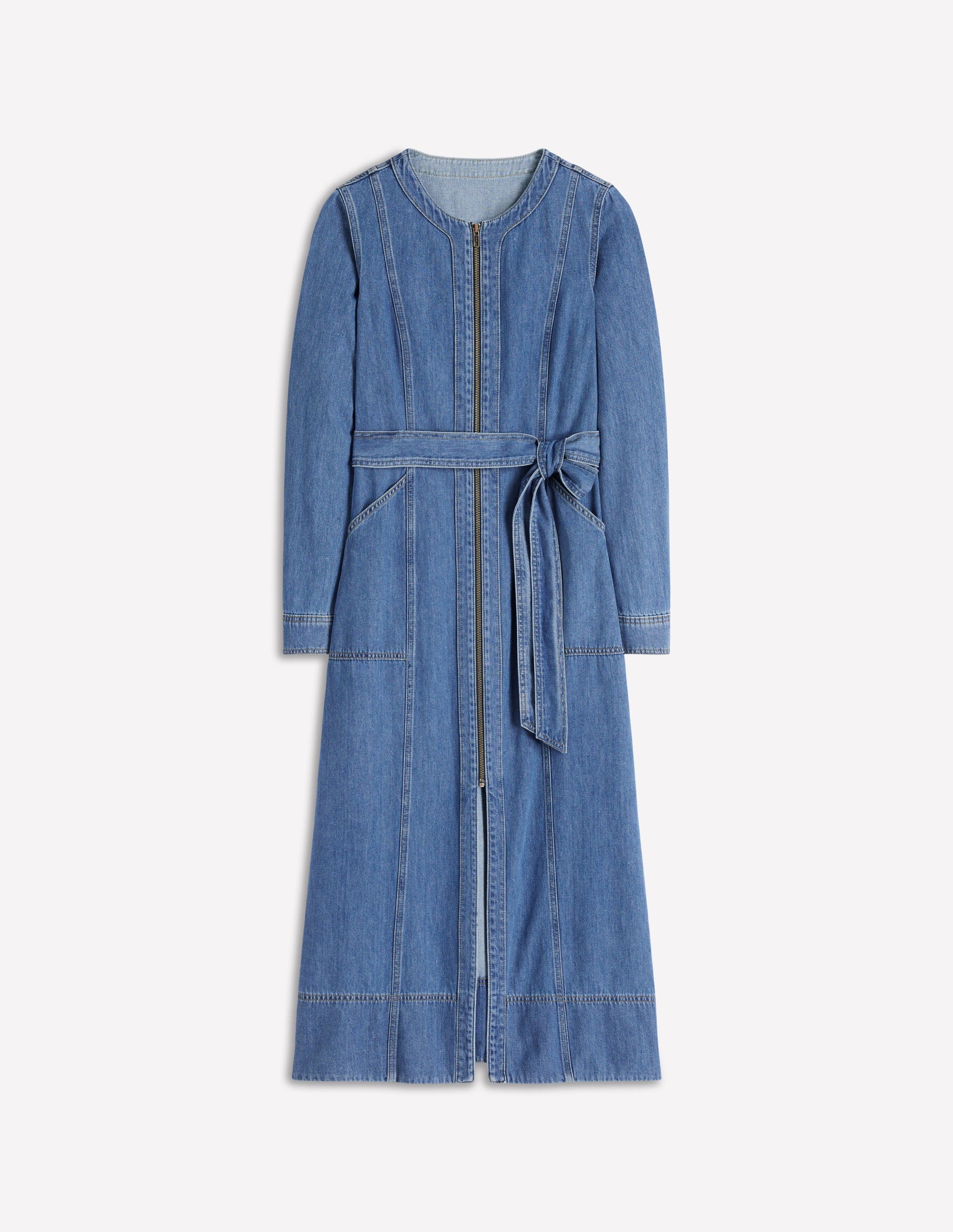 Gerades Jeanskleid mit Reißverschluss-Mittlere Mischung Denim-6