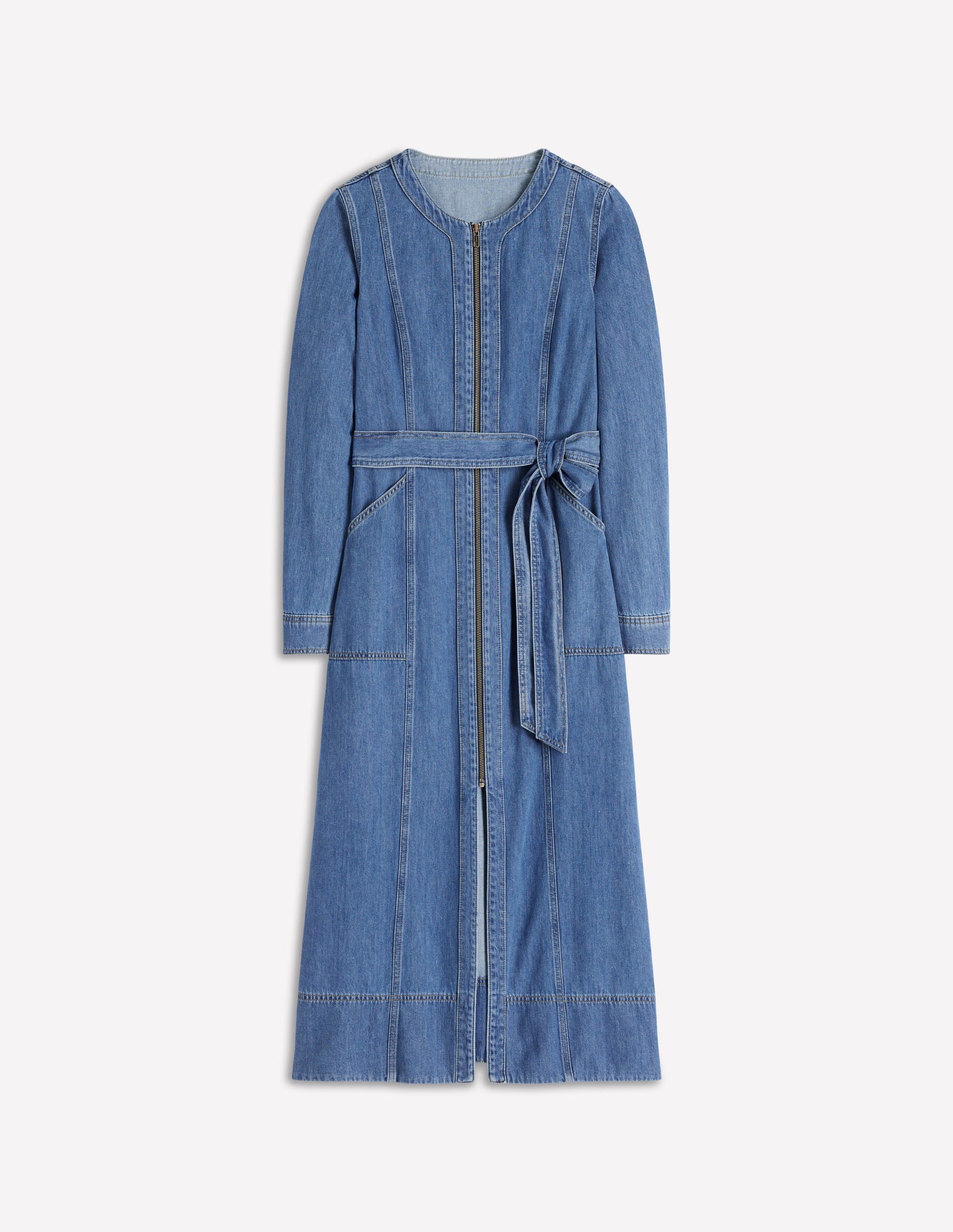 Gerades Jeanskleid mit Reißverschluss-Mittlere Mischung Denim - Image 7
