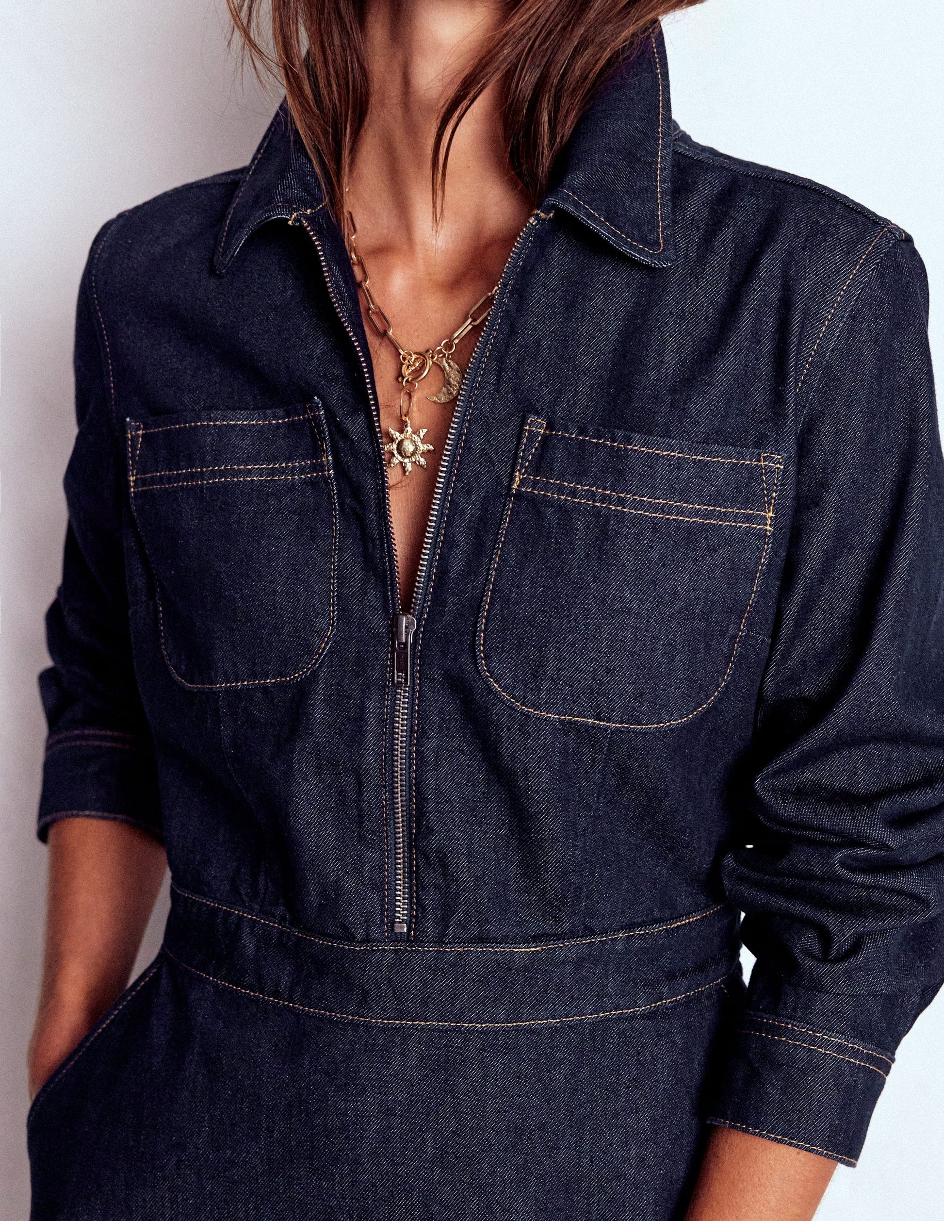 Flippy Kurzes Jeanskleid-Indigoblau, Denim-2