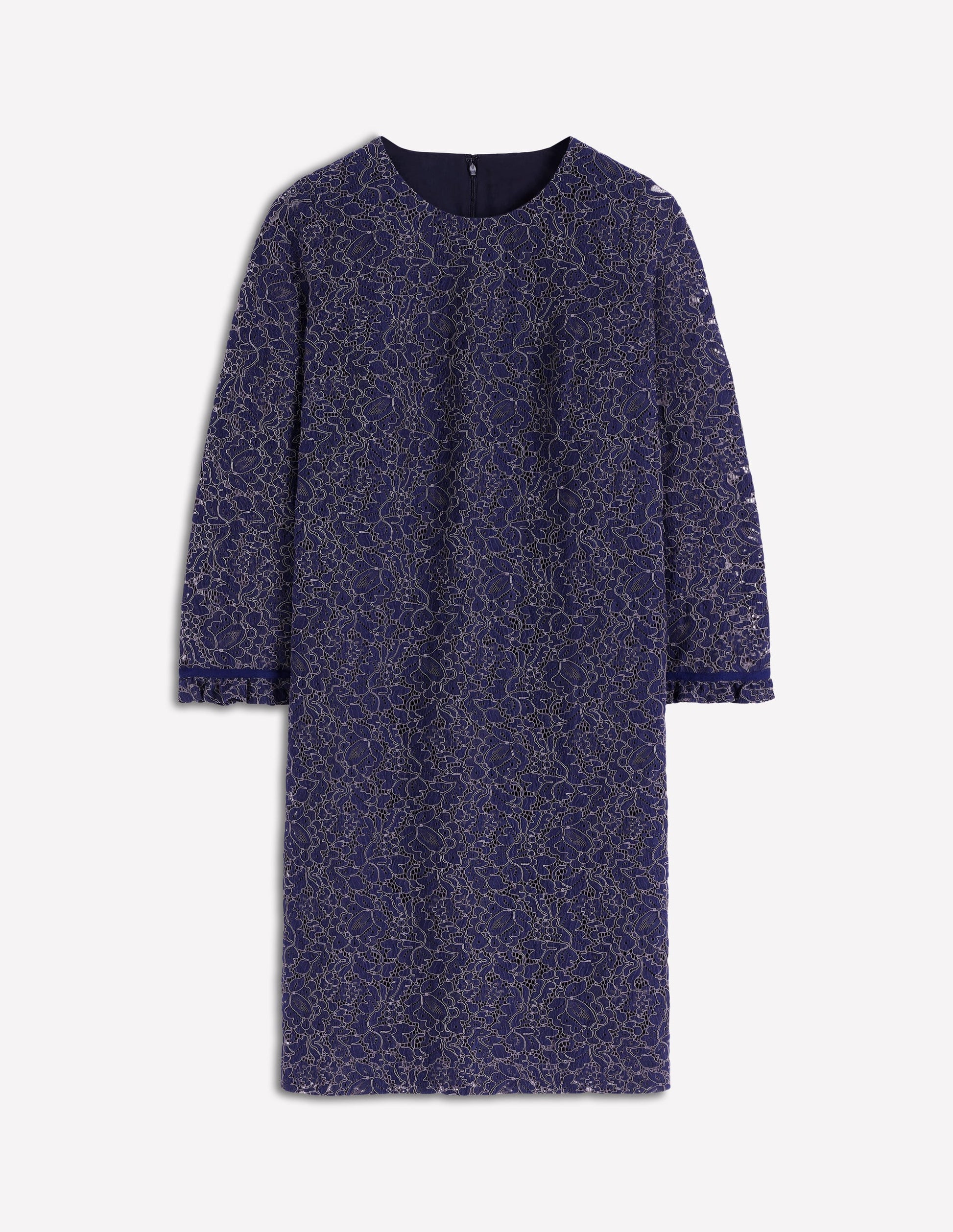 Mini-robe de cérémonie en dentelle-Bleu marine-6