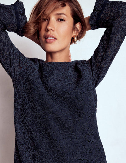 Minikleid mit Spitze für besondere Anlässe-Marineblau-2