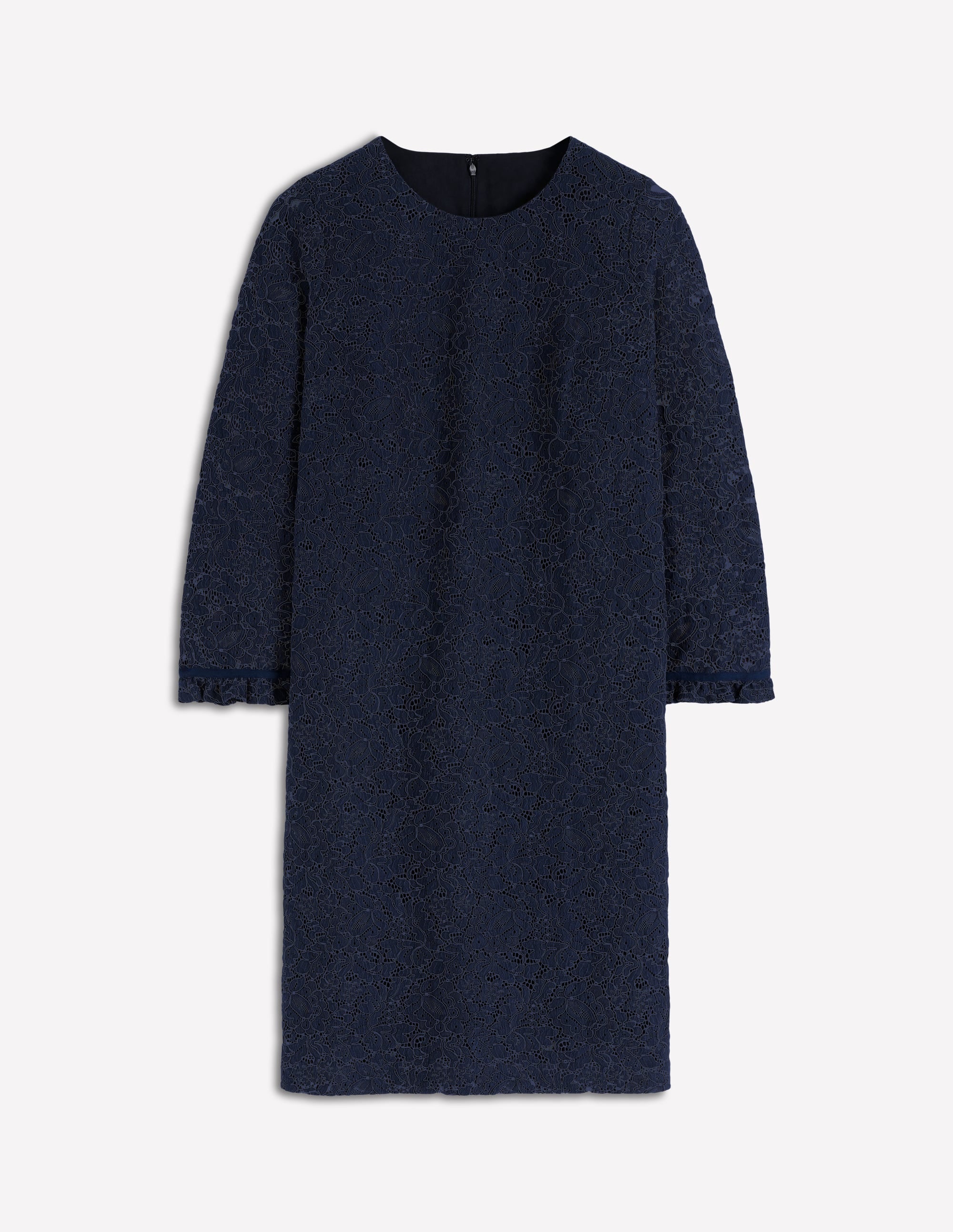 Mini-robe de cérémonie en dentelle-Bleu marine - Image 5