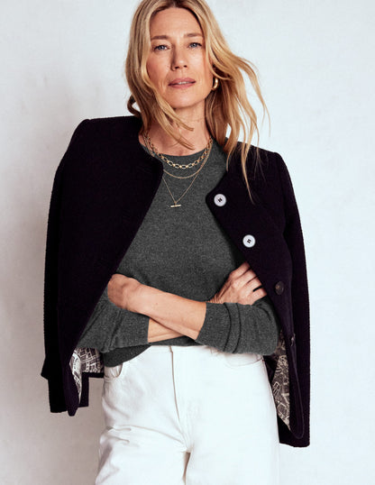 Eva Kaschmirpullover mit Rundhalsausschnitt-Anthrazit Melange-1