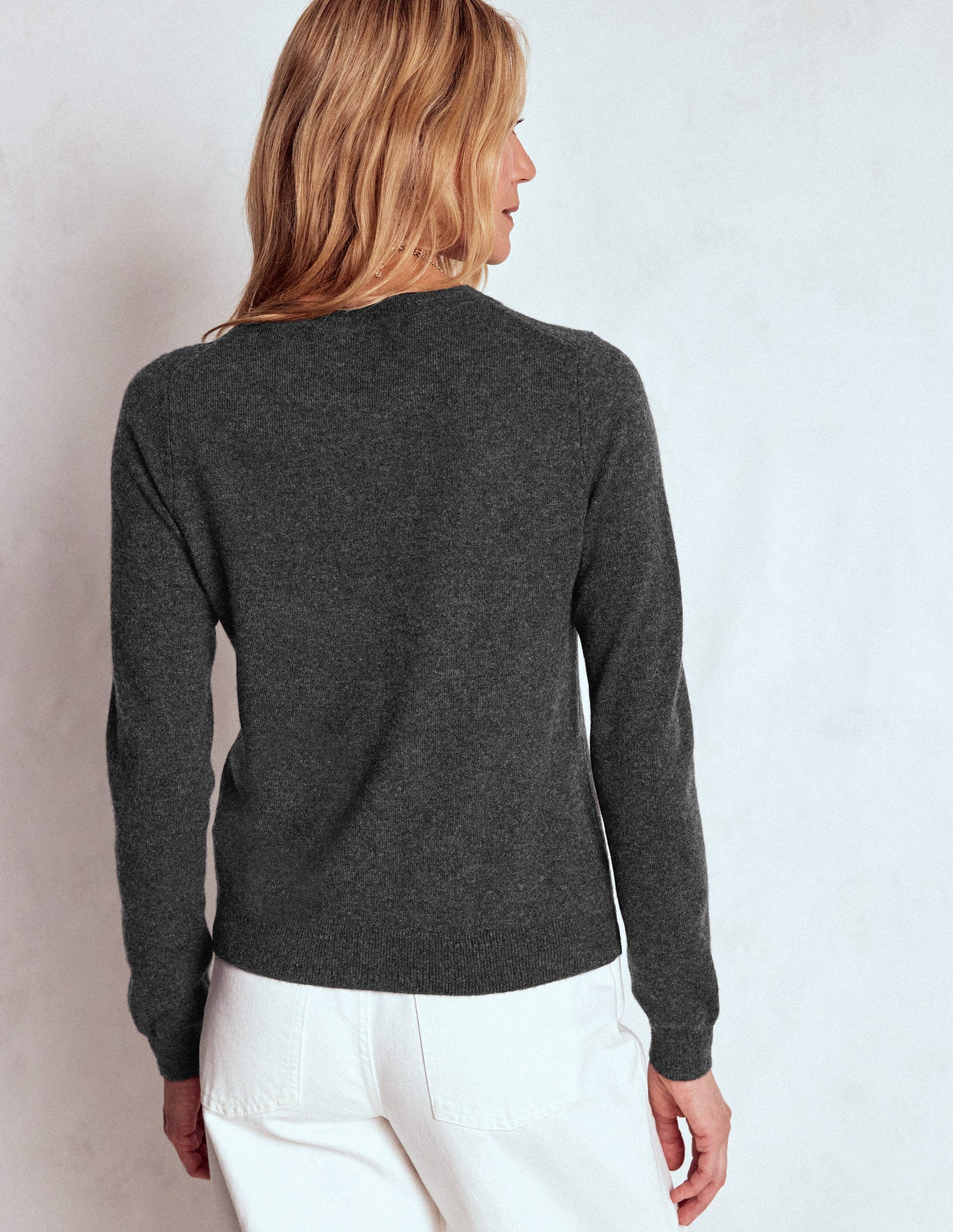 Eva Kaschmirpullover mit Rundhalsausschnitt-Anthrazit Melange-3