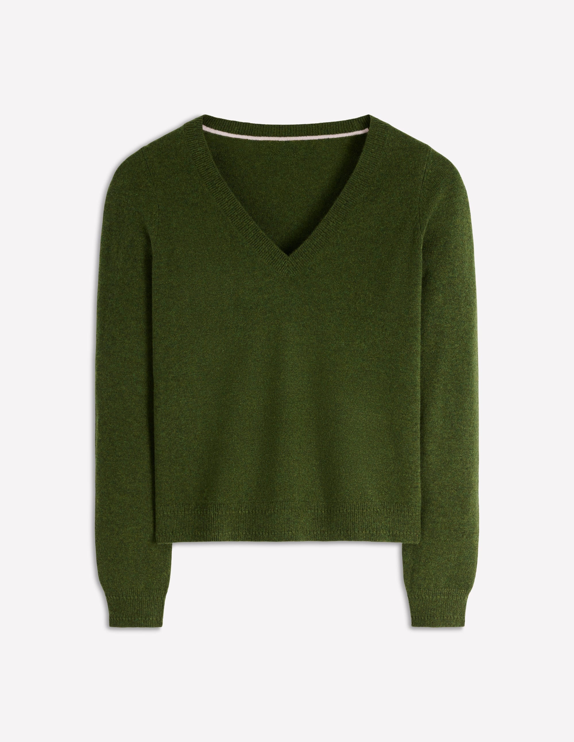 Pull Eva col V en cachemire-Vert feuille chiné - Image 4