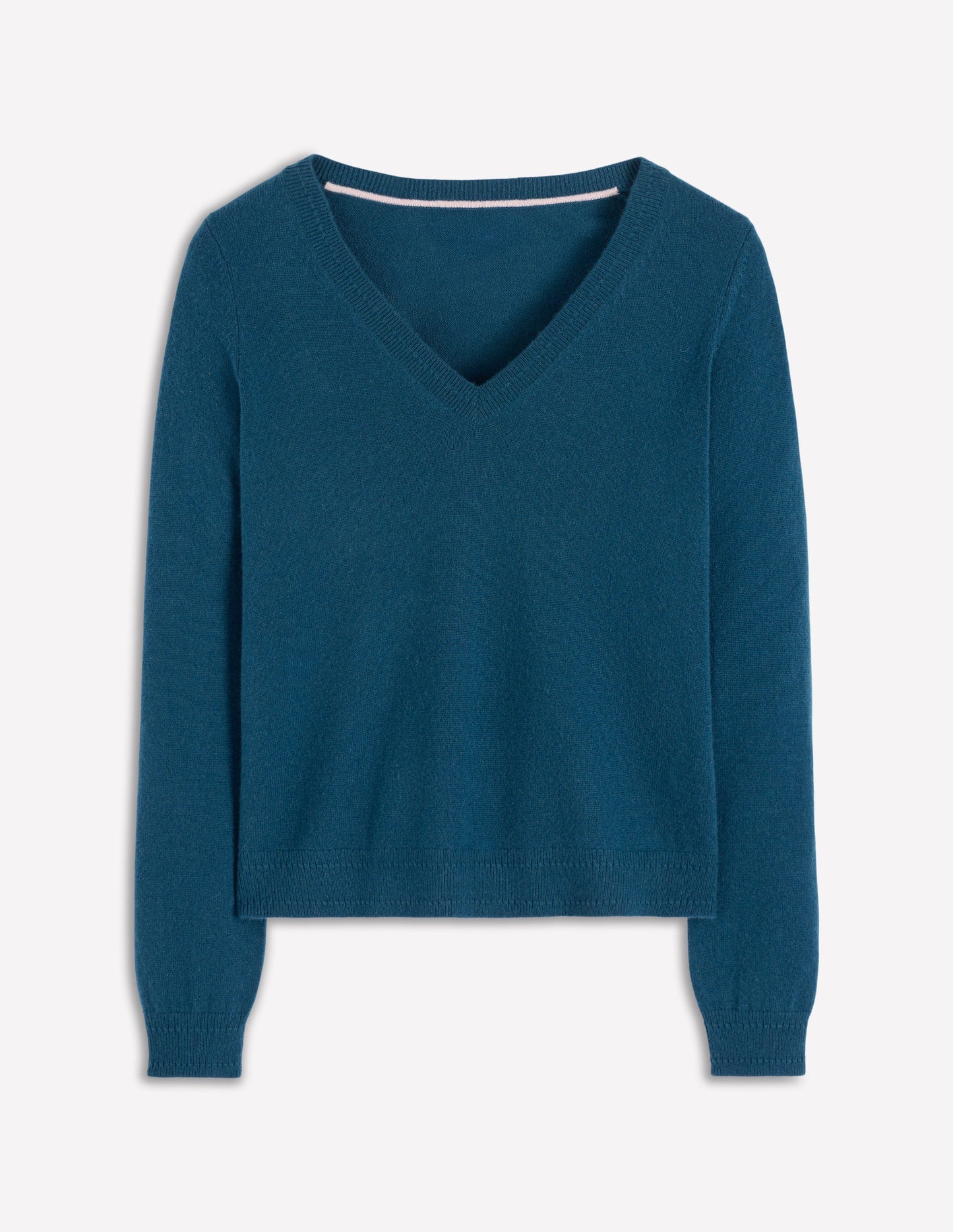 Pull Eva col V en cachemire-Bleu marine