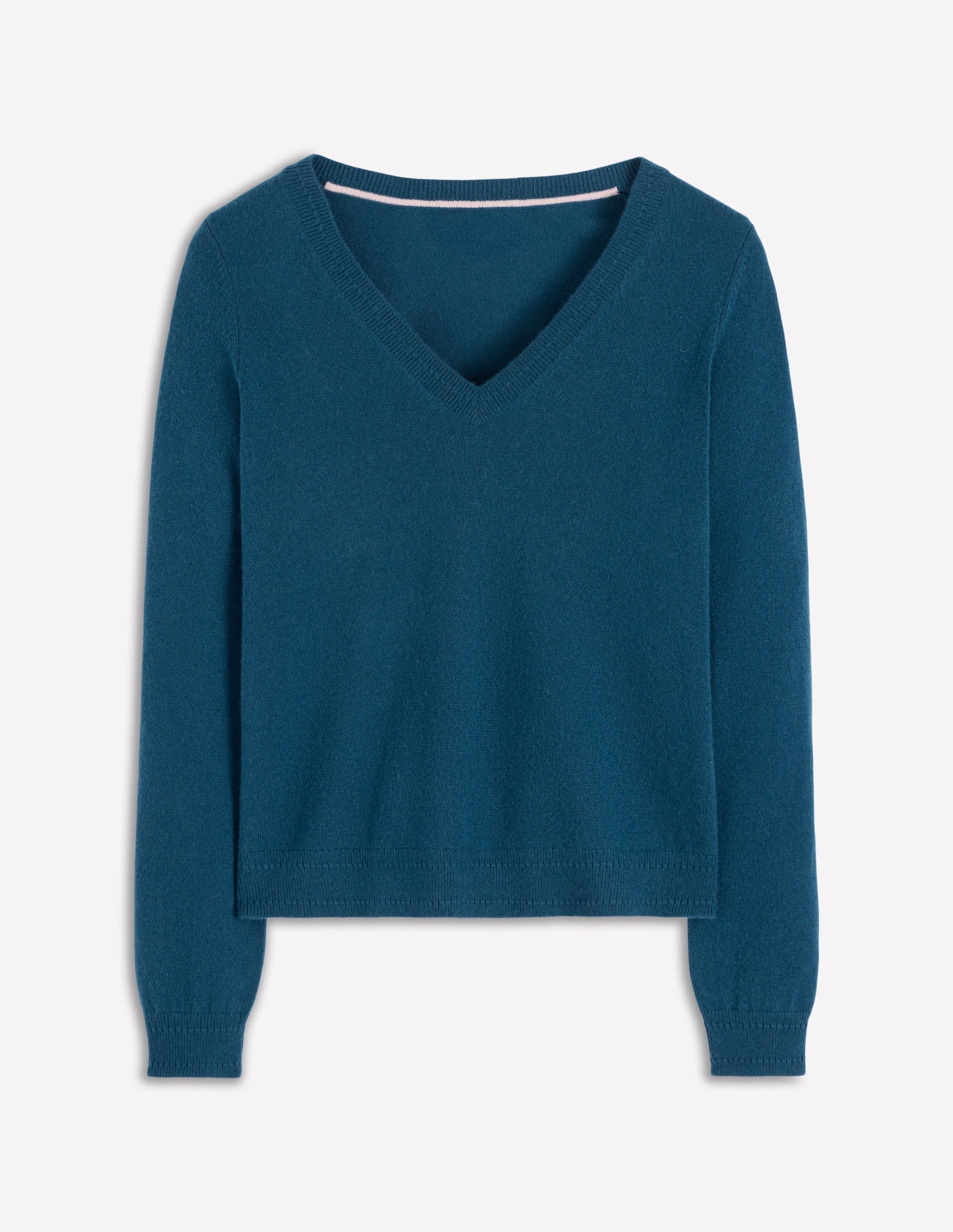 Eva Kaschmirpullover mit V-Ausschnitt-Hafenblau - Image 5