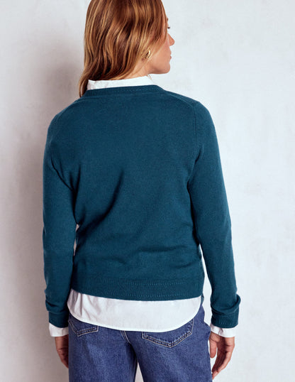 Pull Eva col V en cachemire-Bleu marine-3