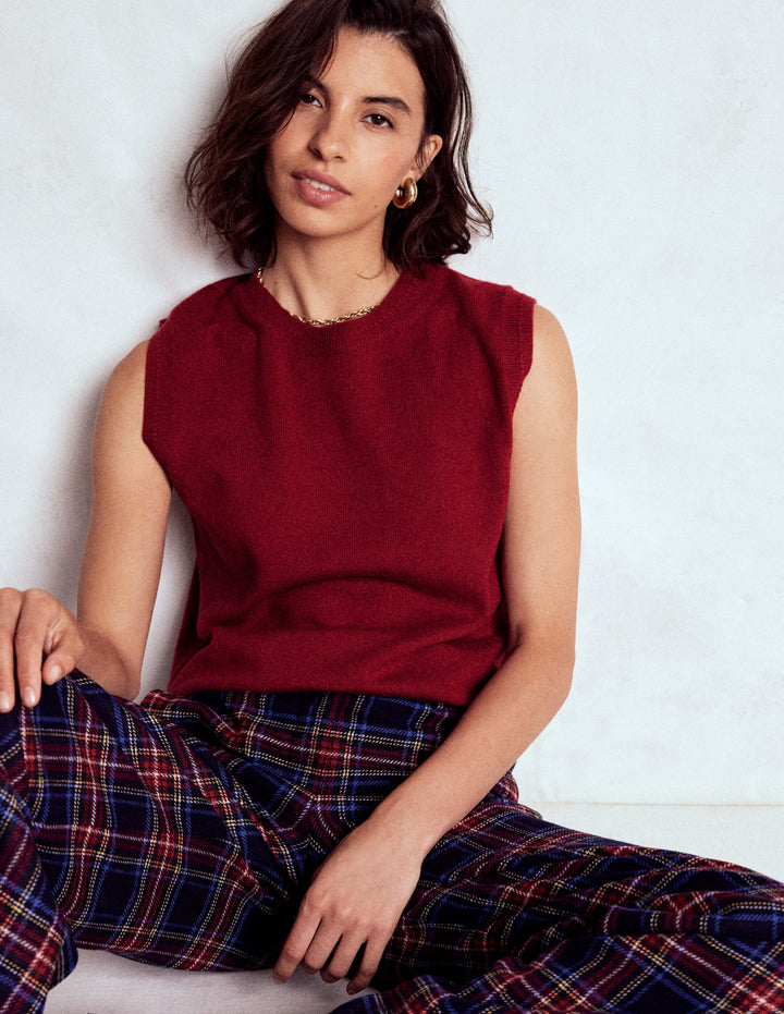 Eva Kaschmir-Pullunder-Rot Lakritz