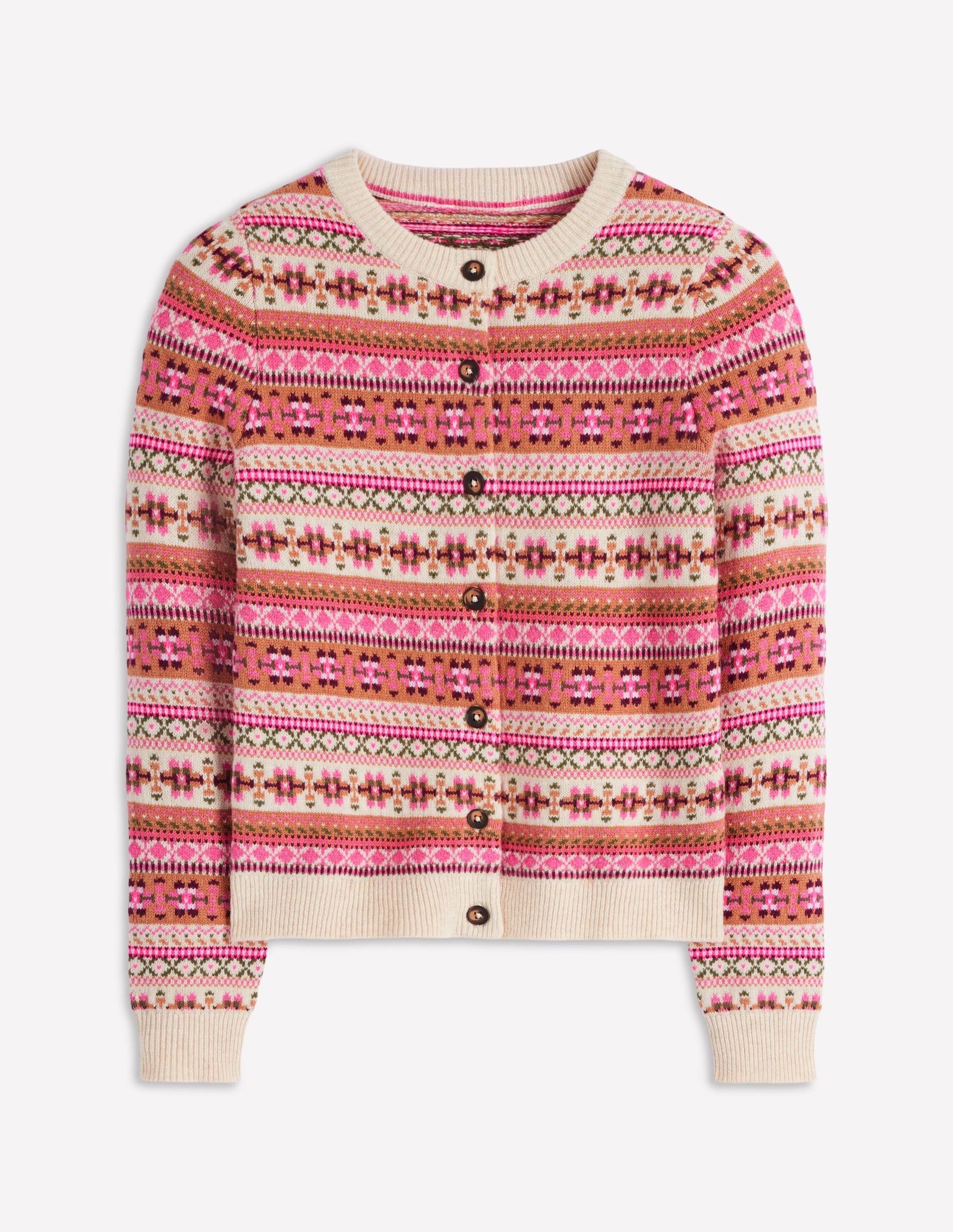 Cardigan Edie à motif jacquard-Motif jacquard traditionnel rose-6