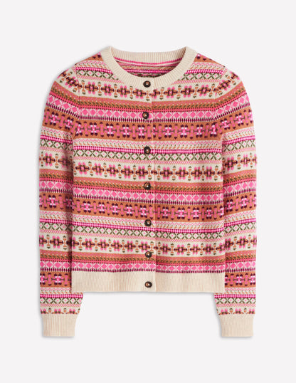 Cardigan Edie à motif jacquard-Motif jacquard traditionnel rose-6