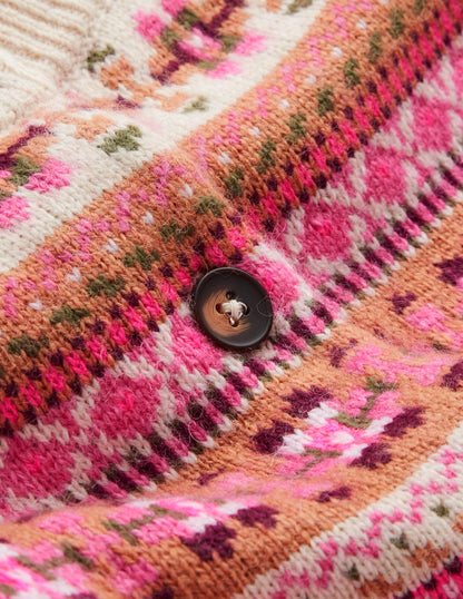 Cardigan Edie à motif jacquard-Motif jacquard traditionnel rose-7
