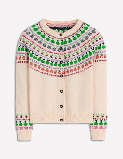 Edie Fair-Isle-Strickjacke-Beige Meliert, Obst-6