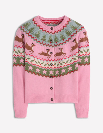 Edie Fair-Isle-Strickjacke-Rosa, Rentier-6