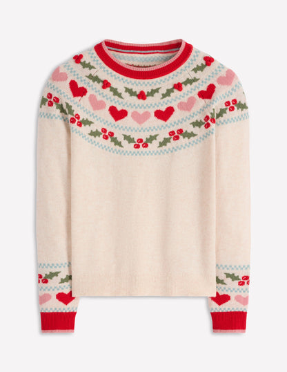 Pull Edie à motif jacquard-Avoine chiné, houx-6