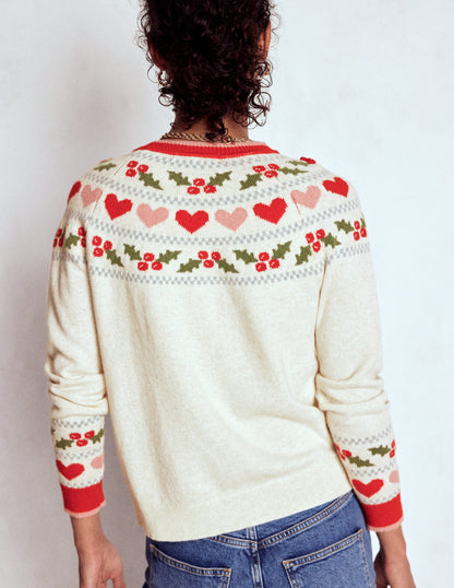 Pull Edie à motif jacquard-Avoine chiné, houx-4
