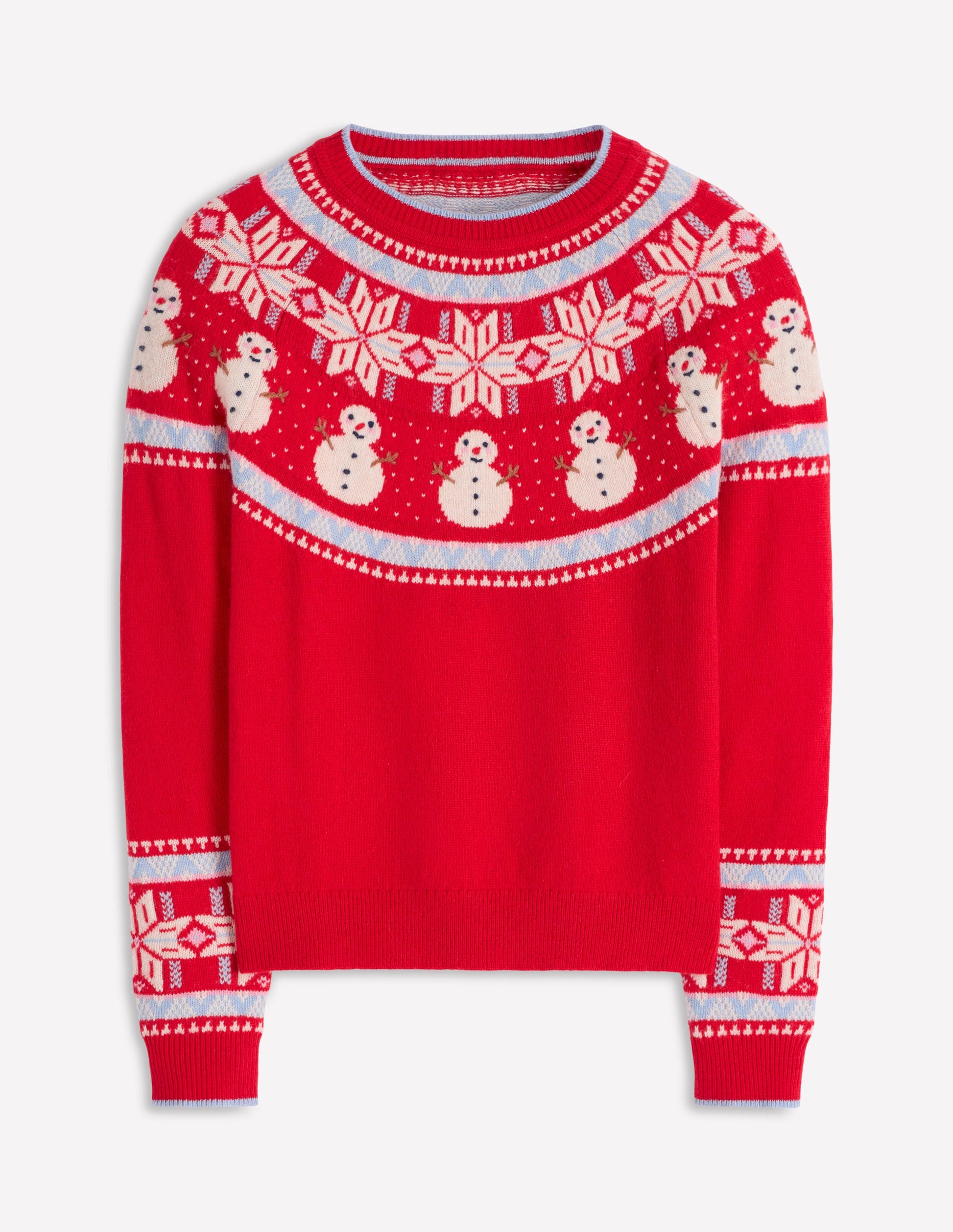 Edie Fair-Isle-Pullover-Rot, Schneemann-7